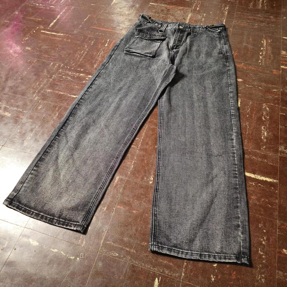 Utility Jeans y2k Grunge Adjustable Tab Black (32W) ✨